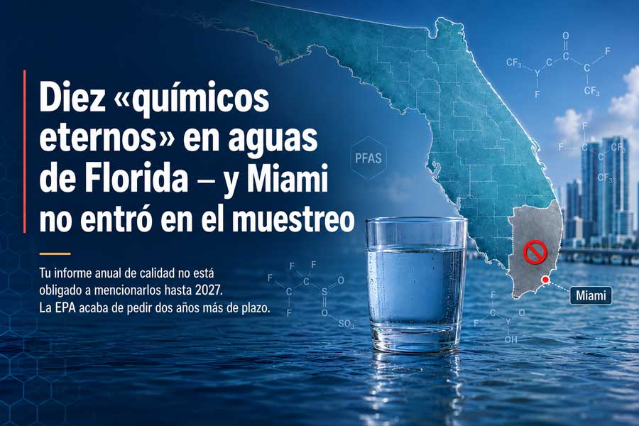 Diez «químicos eternos» en aguas de Florida — y Miami no entró en el muestreo